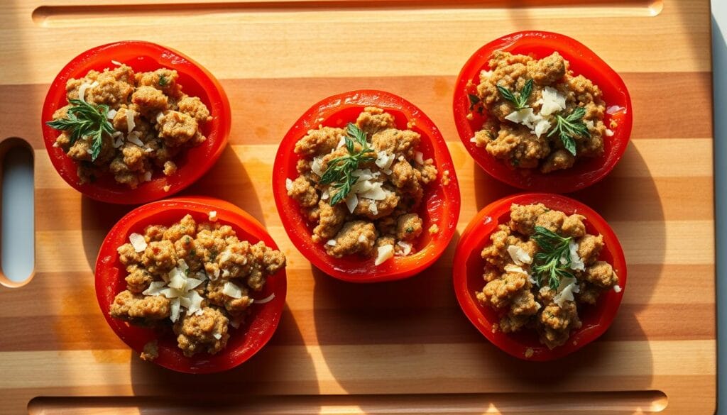 Baking stuffed tomatoes